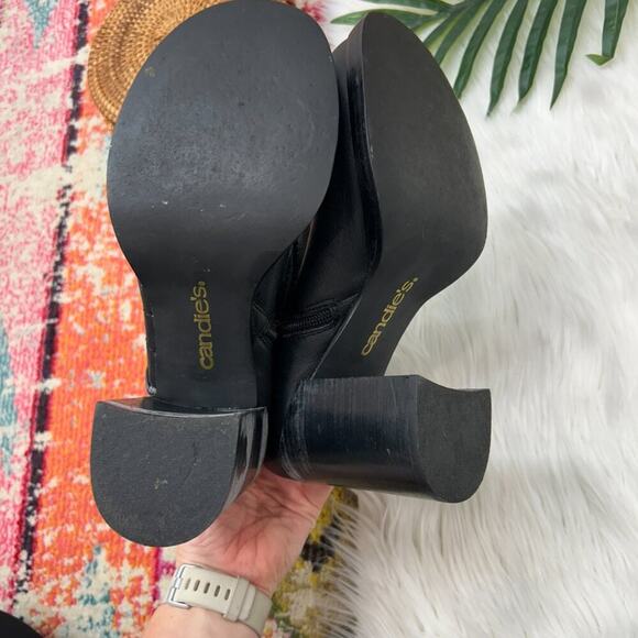 Amazing Vintage Y2K 2000s Candies Black Chunky Platform Leather Heeled Boots 9 - Picture 10 of 11